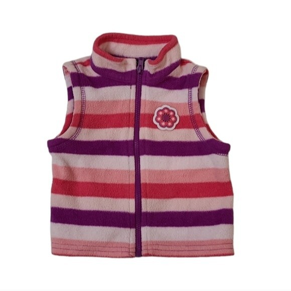 Faded Glory girls fleece striped vest Size 0-3 months - Picture 2 of 6